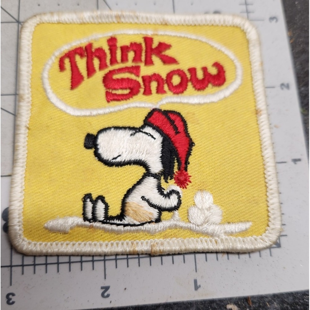Vintage Think Snow with a Snoopy looking dog on it Patch